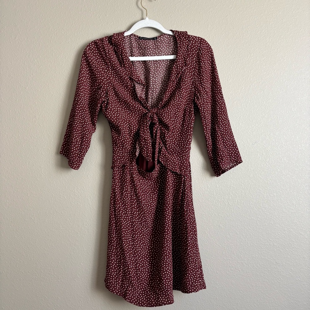 Burgundy Polka Dot Dress